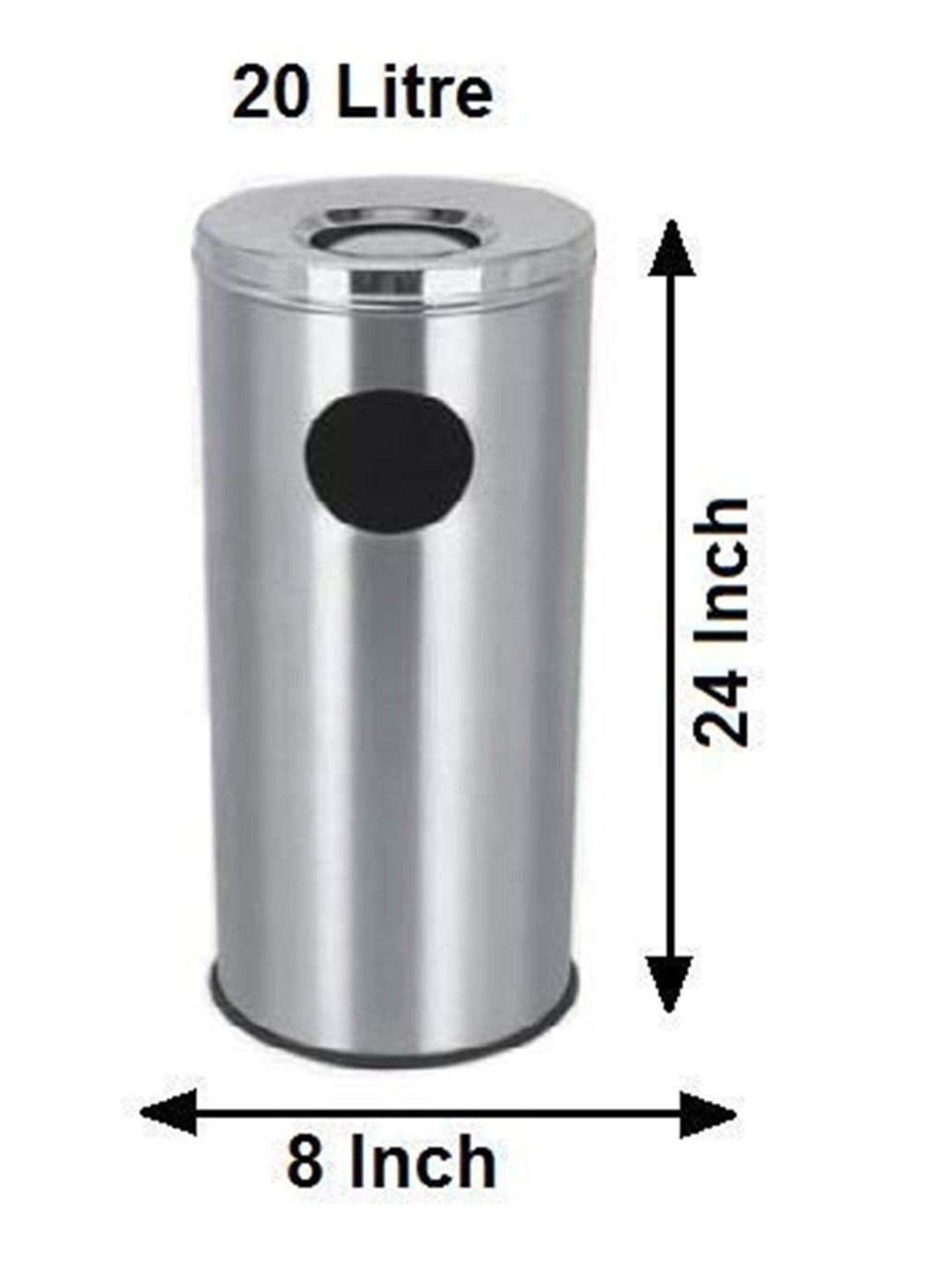 SWERTIA SWERTIA Stainless Steel Round Shape Dustbin Ash Trash Can Garbage and Paper Bin for Home Living Room Kitchen Bathroom Office 20 Liter_8X24 Inch  - Image 3