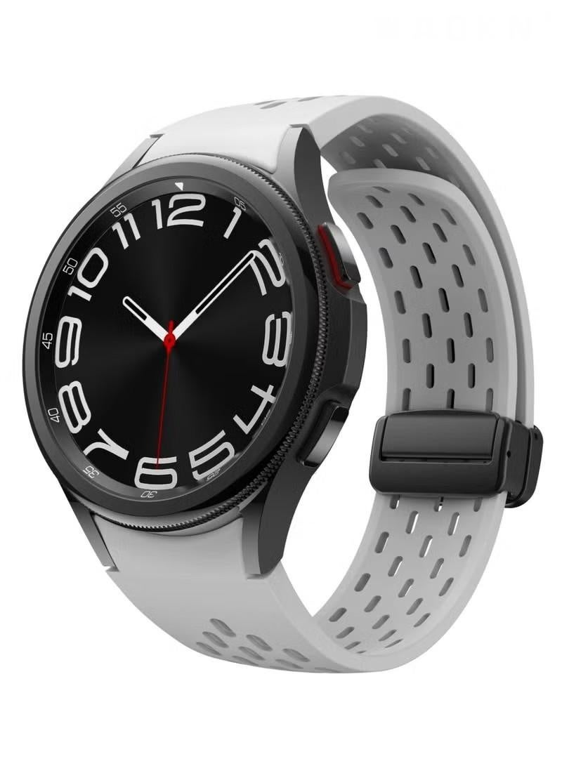 Samsung Galaxy Watch 6 5 4 Band 44mm 40mm/Galaxy Watch 6 Classic Bands 47mm 43mm/Watch 5 Pro 45mm/Watch 4 Classic 46mm 42mm, Soft Silicone strap with Magnetic Buckle,Replacement Band（Grey） - Image 2