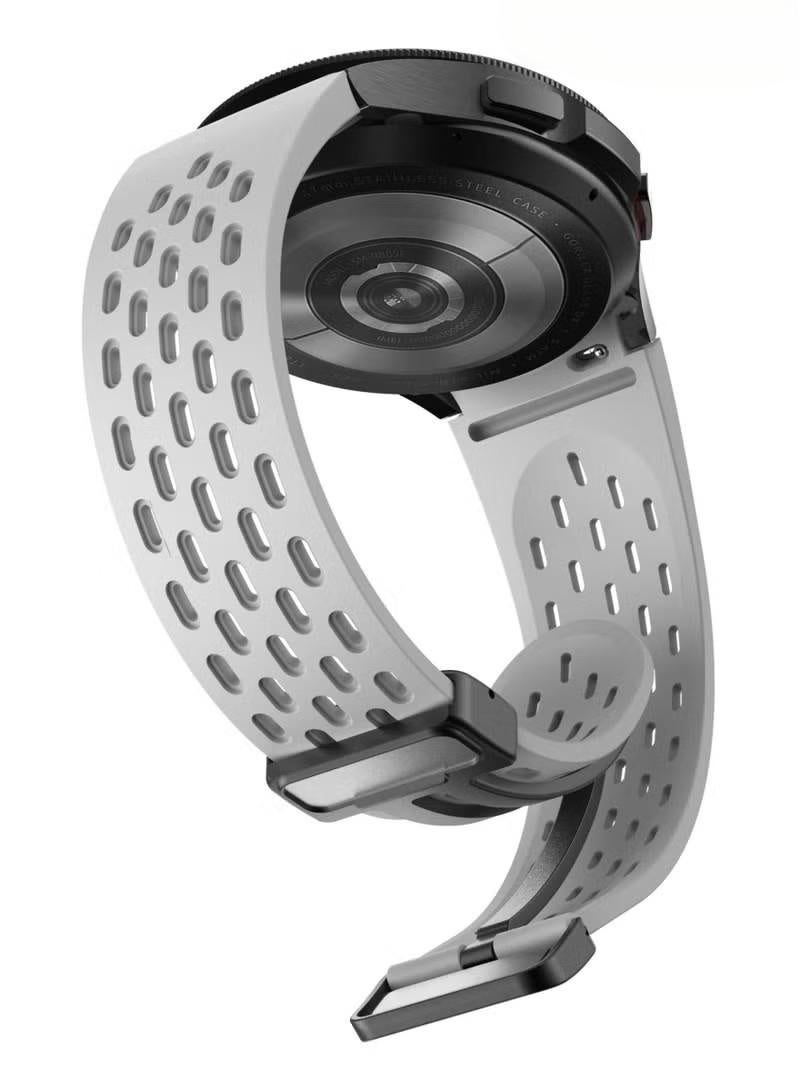 Samsung Galaxy Watch 6 5 4 Band 44mm 40mm/Galaxy Watch 6 Classic Bands 47mm 43mm/Watch 5 Pro 45mm/Watch 4 Classic 46mm 42mm, Soft Silicone strap with Magnetic Buckle,Replacement Band（Grey） - Image 5