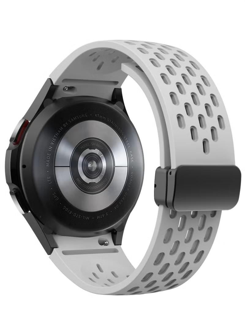 Samsung Galaxy Watch 6 5 4 Band 44mm 40mm/Galaxy Watch 6 Classic Bands 47mm 43mm/Watch 5 Pro 45mm/Watch 4 Classic 46mm 42mm, Soft Silicone strap with Magnetic Buckle,Replacement Band（Grey） - Image 1