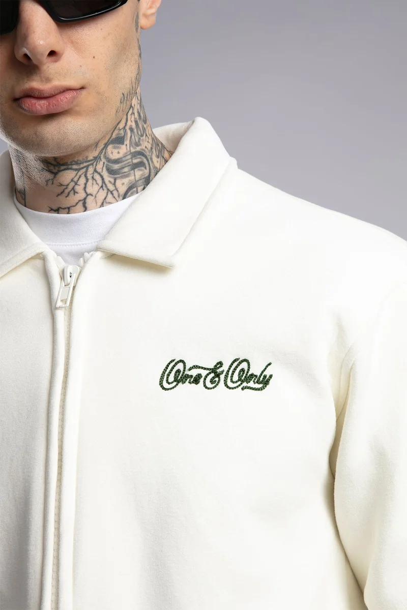 Catch Minimalist Embroidered Zip-Up Sweatshirt