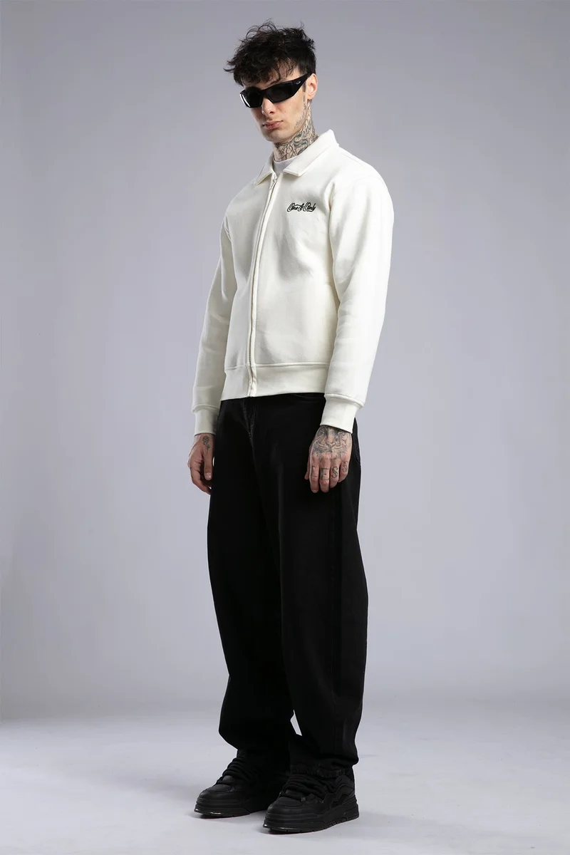 Catch Minimalist Embroidered Zip-Up Sweatshirt