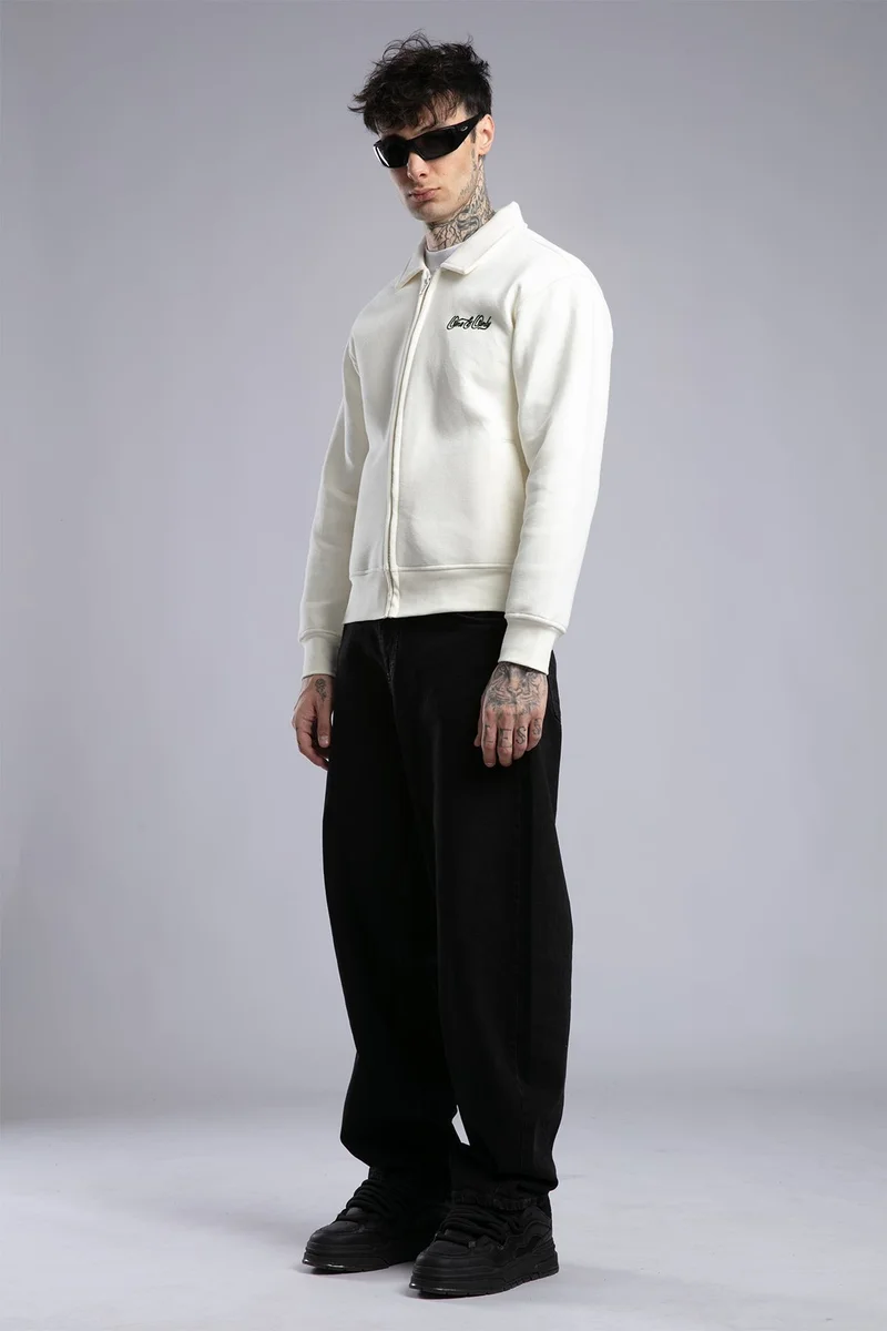 Catch Minimalist Embroidered Zip-Up Sweatshirt