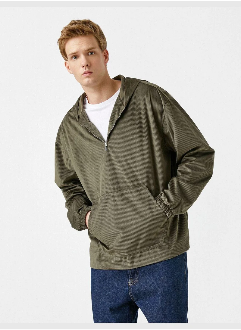 كوتون Velvet Hooded Shirt Sweatshirt