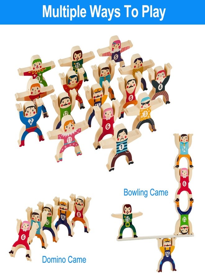 moopok Wooden Stacking Toys,16Pcs Circus Hercules Acrobatic Troupe Interlock Toy,Balancing Building Blocks Game Toddler Puzzle Toys,for 3 4 5 6 Years Old Kids Adults - Image 4