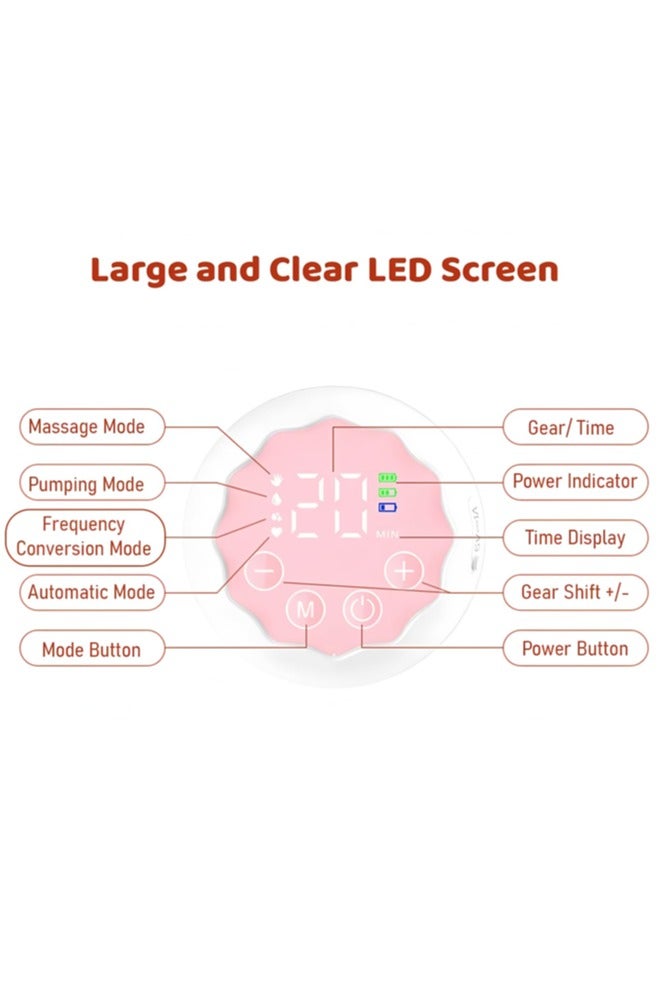 chiteng Electric Hands-Free Breast Pumps, Wearable Breast Pump with 4 Modes, 12 Levels, LCD Display, Memory Function Rechargeable with Massage and Pumping Mode 24mm Flange - Image 2