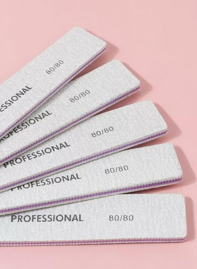 Professional Nail Files Set, 80/80 Grit, Washable and Disinfectable- 5 Pack - Image 1