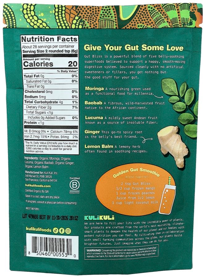 Kuli Kuli Organic Superfood Blend Gut Bliss 6 oz (170 g) - Image 2