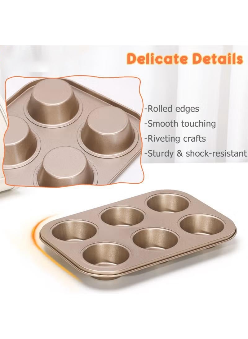Nonstick Bakeware Set 5 PCS Baking Toast Mold,8 inch Cake Mold,8 inch Pizza bBaking Tray，Square Baking Tray,Liulian Cake Mold，6-Cup Muffin Pan Carbon Steel Baking Trays Oven Trays for Bakers Beginners - Image 4
