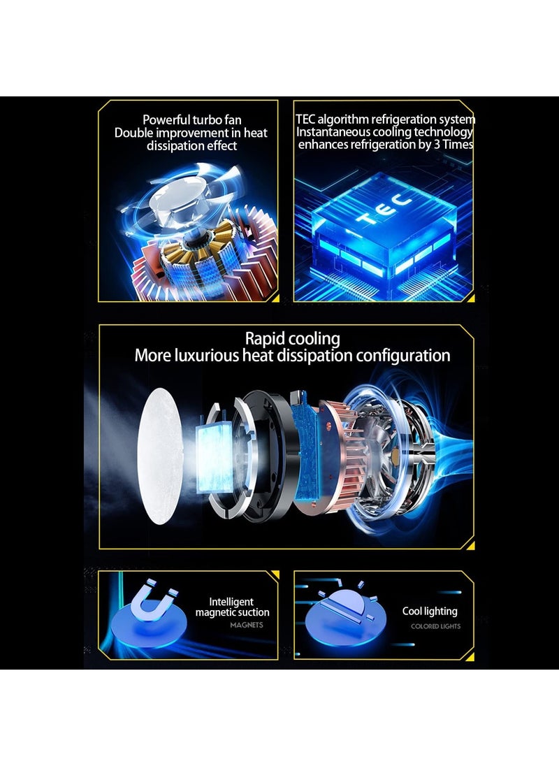 Phone Cooler for Gaming, Magnetic Phone Cooling Fan, with Colorful LED Light, Rechargeable Semi Conductor Cell Phone Radiator, for Smartphone/Tablet/iPad - Image 3