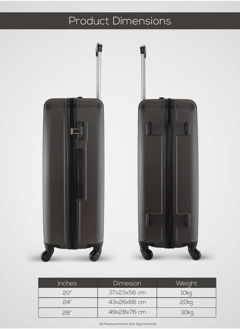 PARAJOHN PARAJOHN 3 Piece ABS Hardside Spinner Luggage Trolley Set 20/24/28 Inch Dark Grey  - Image 5