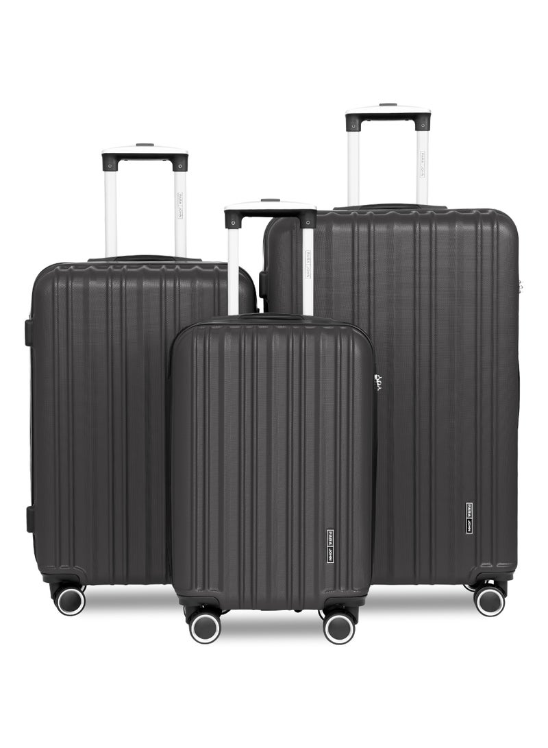 PARAJOHN ABS Material 3-Piece Hardsided Luggage Set | 4-Wheel Spinner Trolley | Small (2.5kg), Medium (3kg), Large (3.8kg)Dark grey - Image 1