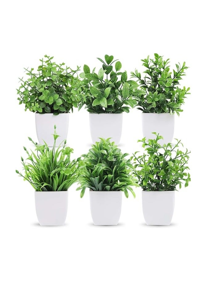 Der Rose 6 Pack Artificial Plants Small Fake Plants Outdoor Home Decor Farmhouse Bathroom Shelf Decor - Image 1