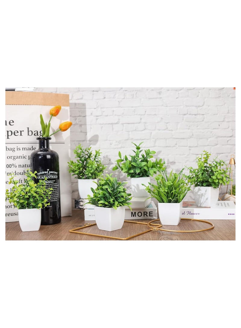 Der Rose 6 Pack Artificial Plants Small Fake Plants Outdoor Home Decor Farmhouse Bathroom Shelf Decor - Image 2