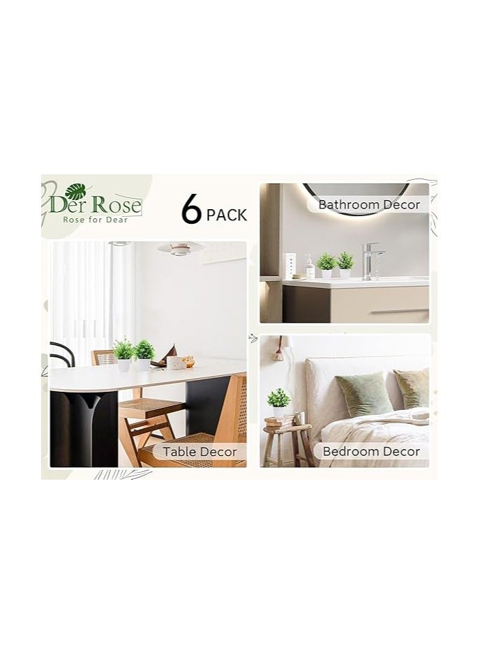 Der Rose 6 Pack Artificial Plants Small Fake Plants Outdoor Home Decor Farmhouse Bathroom Shelf Decor - Image 4