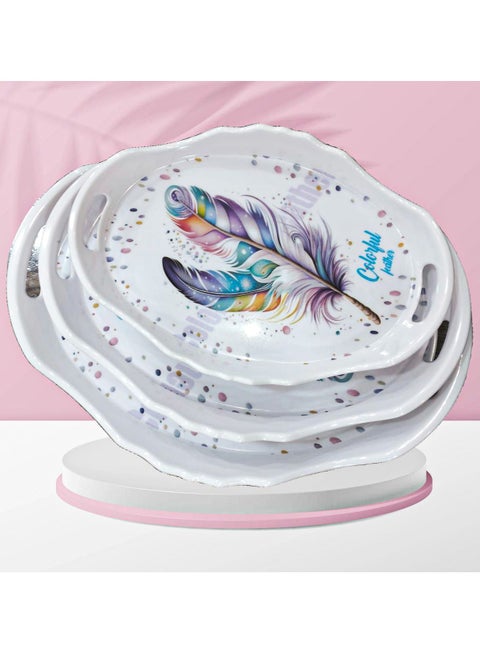 3 oval melamine serving trays