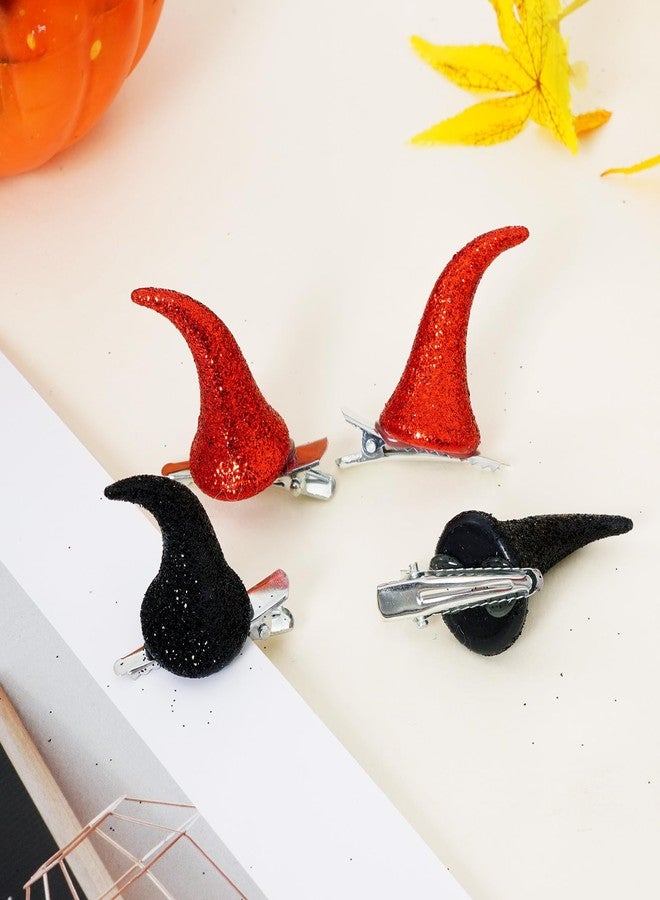 Sucrain Devil Horns Hair Clip,Small Glitter Devil Horns Headband,Halloween Cosplay Costume Accessories Party Dress Up,4 pcs - Image 2