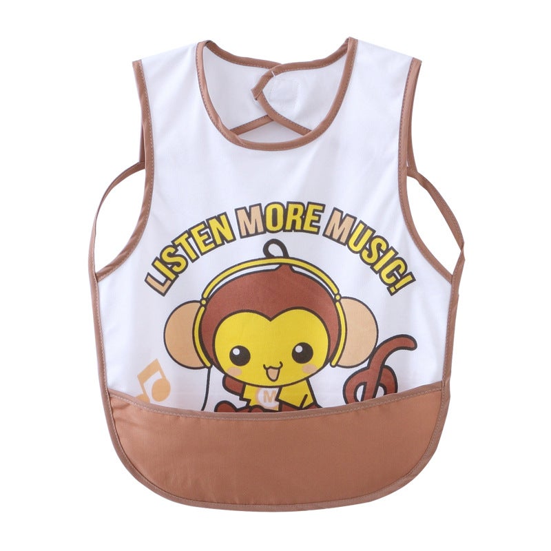 Childrens Costume Bib Baby Dinner Meal Bag Parents Kiss New Cartoon Printed Baby Retro-Dressing 86607 coffee