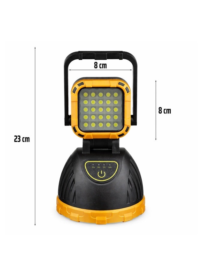 Hi Sheen مصباح عمل LED قابل لإعادة الشحن بالطاقة الشمسية HS-8033B متعدد الوظائف، مزود بـ 25 مصباح LED، رأس دوار، مصباح يدوي محمول عالي الإضاءة، قابل للشحن عبر منفذ USB، مصباح طوارئ للتخييم، مناسب للاستخدام في مواقع البناء والإصلاحات الخارجية، ومصدر طاقة احتياطي. - Image 2