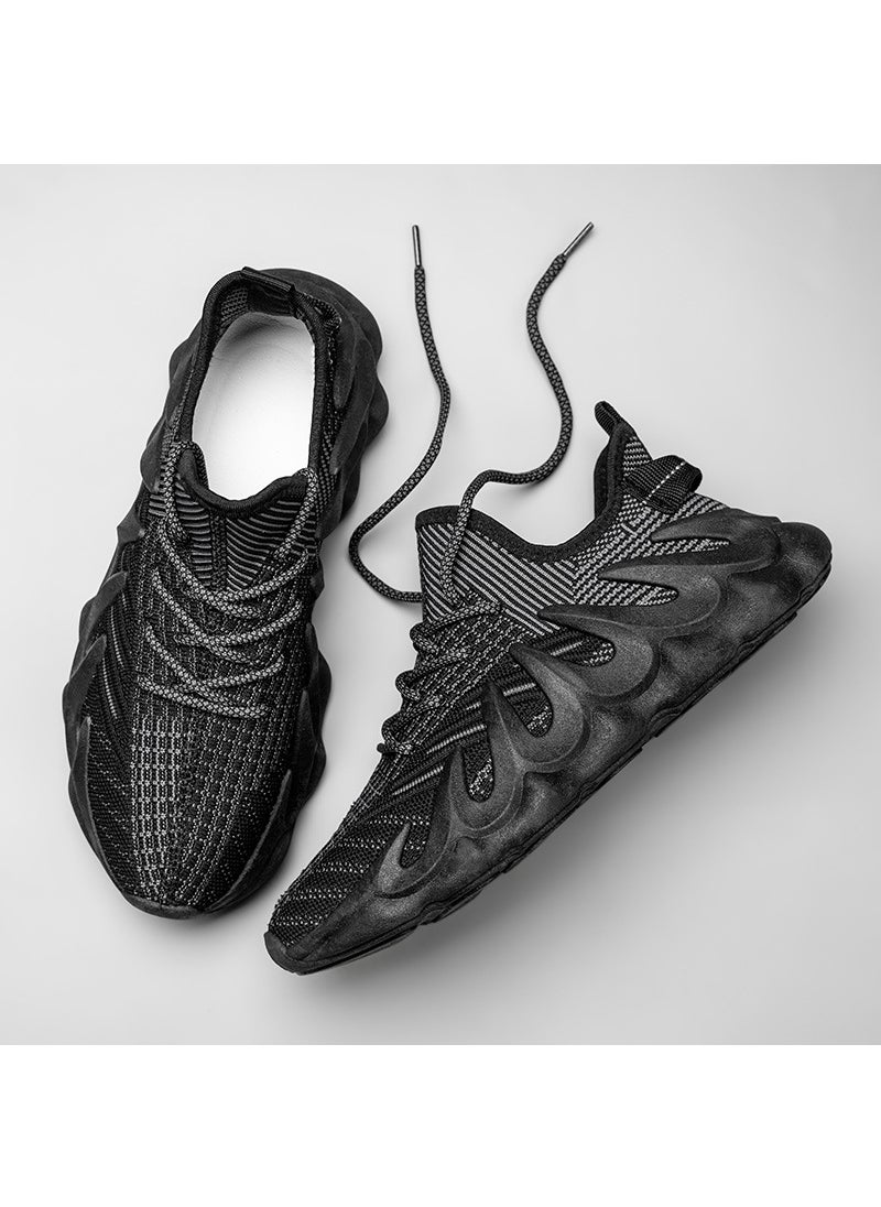 Sharpdo - Men's Fashionable Fly Knit Sports Coconut Shoes Round Toe Casual Shoes Men's Running Shoes - Image 1