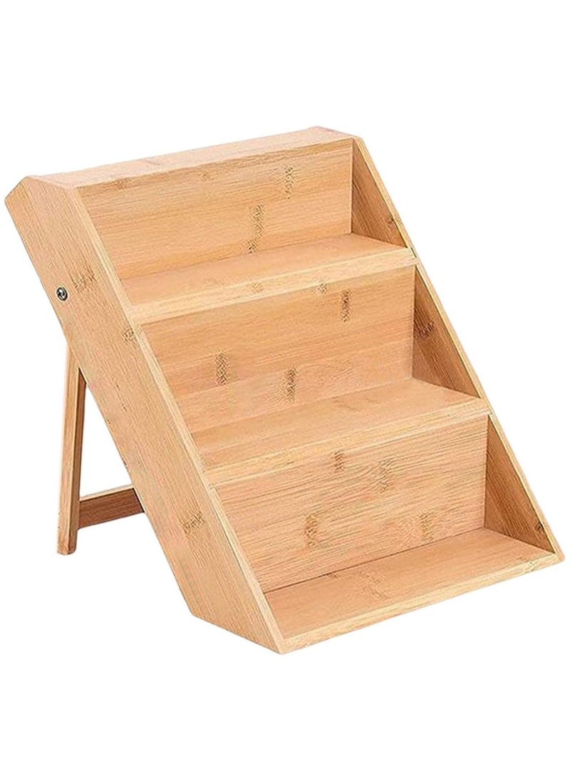 Generic Bamboo Spice Rack Organizer for Kitchen Countertop (No Jars Included) – Sturdy 3-Tier Wooden Shelf, 11"D x 11.61"W x 14"H, Foldable Storage with Non-Slip Base  - Image 1