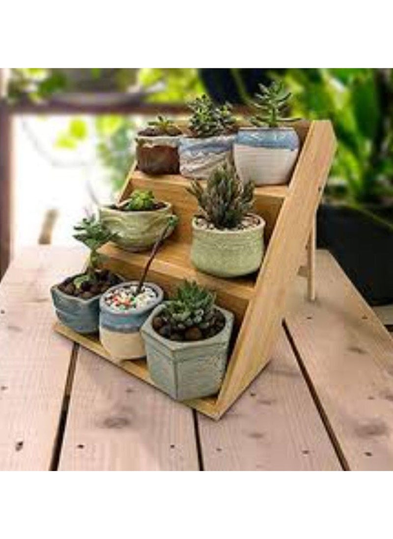 Generic Bamboo Spice Rack Organizer for Kitchen Countertop (No Jars Included) – Sturdy 3-Tier Wooden Shelf, 11"D x 11.61"W x 14"H, Foldable Storage with Non-Slip Base  - Image 5