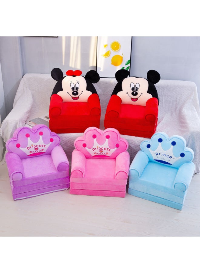 Cute Cartoon Seat Plush Folding Sofa Crystal Super Soft Baby Seat Lazy Child Sofa-Specifications:Three-layer Folded Unfilled Cotton Leather Shell-Color:Captain Blue Sit - Image 2