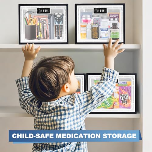 Gemaxvoled Medicine Lock Box for Safe Medication, Premium Material Lockable Storage Box Locking Organizer Bin with Combination Code for Fridge Food/Snacks/Phone/Tablet Jail/Home/Office Storage Lockers - Image 5