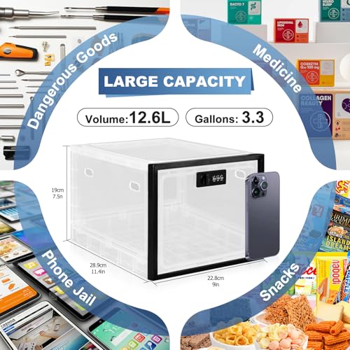 Gemaxvoled Medicine Lock Box for Safe Medication, Premium Material Lockable Storage Box Locking Organizer Bin with Combination Code for Fridge Food/Snacks/Phone/Tablet Jail/Home/Office Storage Lockers - Image 2