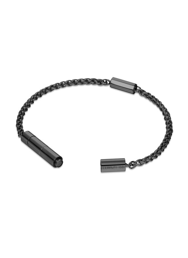 CERRUTI 1881 Guido Black Stainless Steel with Small Motif Chain Bracelet for Men  - Image 3