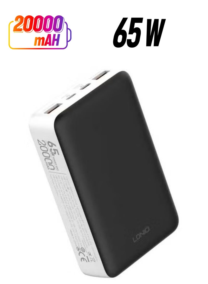 JAJEEK PQ27 Big Capacity 20000mAh Newest Fast Charging Powerbank – 65W Super Fast Portable Power Bank for Laptop, Notebook, Smartphones & Tablets, High-Capacity Charging Solution - Image 1