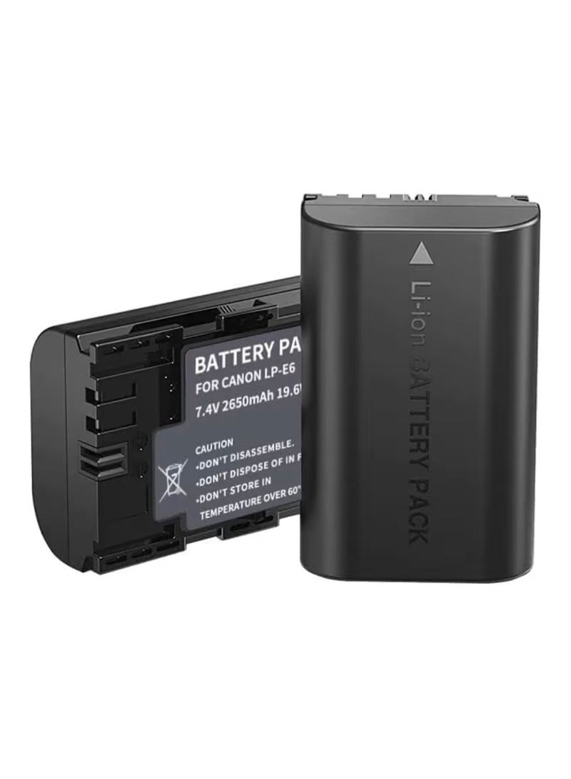 بطارية كاميرا قابلة لإعادة الشحن LP-E6 لكاميرات كانون EOS 5D Mark II/III، 6D، 7D، 60D، 70D – بطارية ليثيوم أيون بديلة 7.4 فولت 2650 مللي أمبير - Image 3