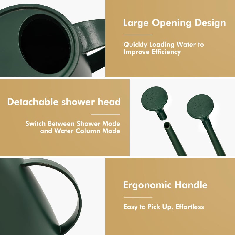 Etarewilt Watering Can for Indoor Outdoor Plants, Modern Small Watering Cans with Removable Nozzle, Long Spout Watering Can for Indoor Bonsai Plants Garden Flowers 1/2 Gallon 1.8L 60OZ (Dark Green) - Image 5