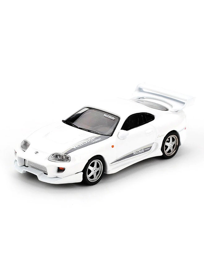 Mini GT Models سيارة موديل Mini GT 1:64 تويوتا سوبرا (JZA80) فايلمود كومبات V-I بيضاء لؤلؤية معدنية مصبوبة #1104 - Image 1