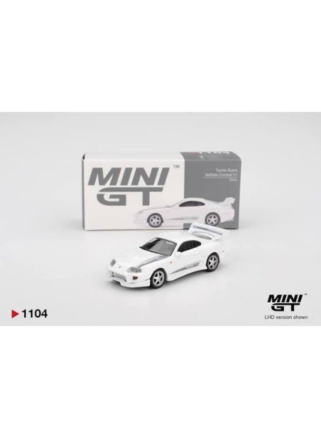 Mini GT Models سيارة موديل Mini GT 1:64 تويوتا سوبرا (JZA80) فايلمود كومبات V-I بيضاء لؤلؤية معدنية مصبوبة #1104 - Image 2