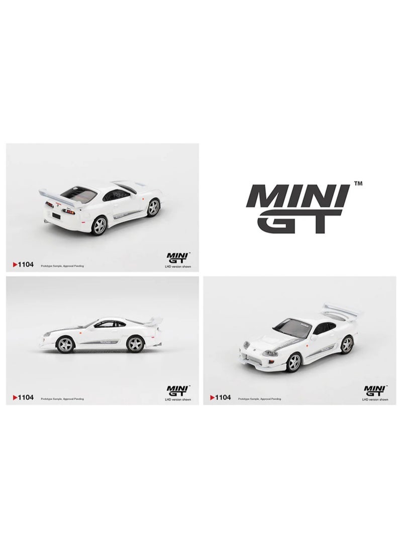 Mini GT Models سيارة موديل Mini GT 1:64 تويوتا سوبرا (JZA80) فايلمود كومبات V-I بيضاء لؤلؤية معدنية مصبوبة #1104 - Image 4