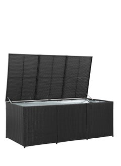 vidaxl Garden Storage Box Poly Rattan 180x90x70 cm Black  - Image 3