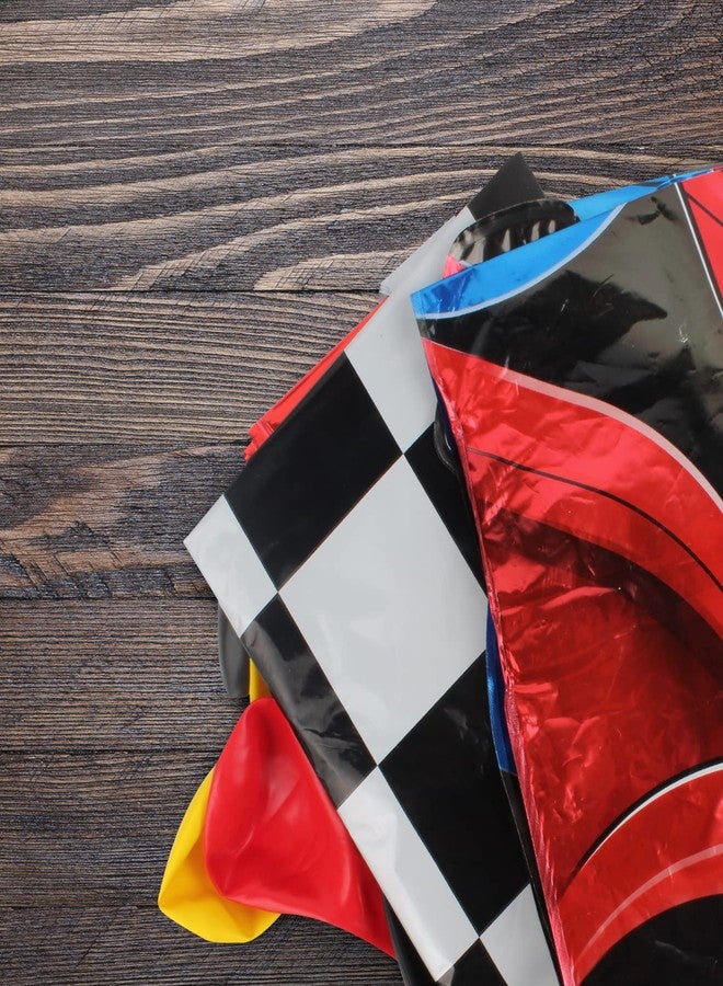 LINGPAR Two Fast Balloons Race Car Set Decor - Happy 2nd Birthday Party Theme Banner Backdrop Racing Car Checkered Flag Decorations For Baby Shower Supplies - Image 3