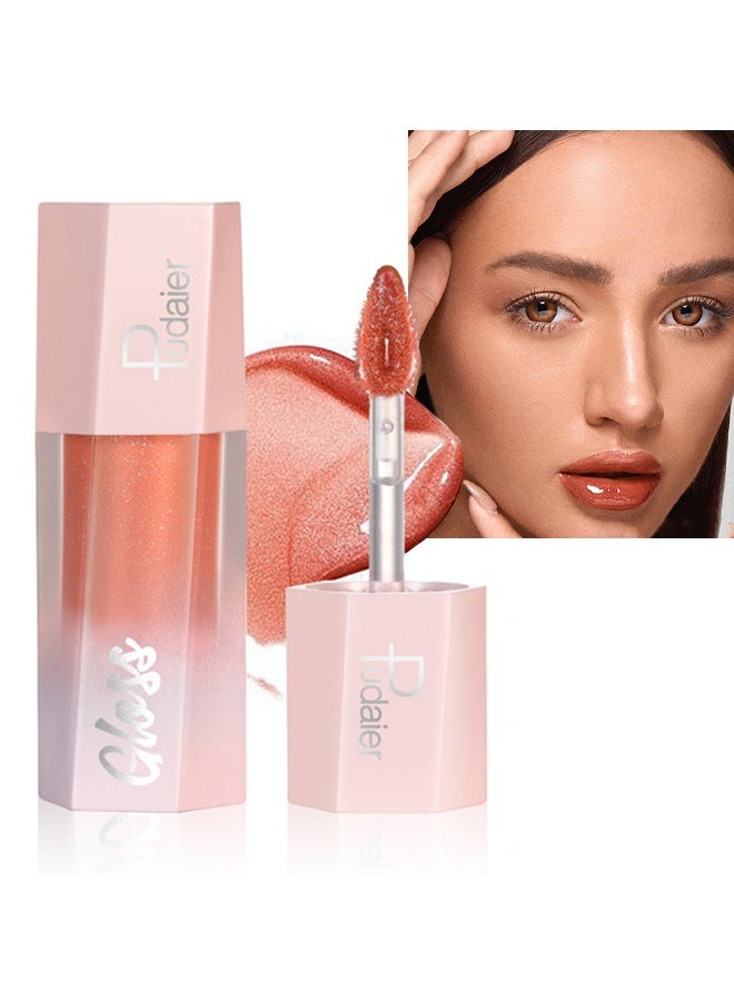 pudaier Ultra Glossy Lip Gloss, Diamond Matte Lip Oil, Gloss Glitter Metallic Liquid Lipstick, Glitter Shimmer Lip Glaze ,Shimmery Finish High Pigment Long Lasting Lip Gloss ,Tint Makeup #01 - Image 1