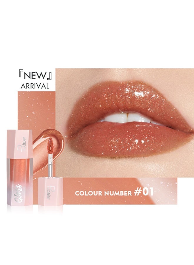 pudaier Ultra Glossy Lip Gloss, Diamond Matte Lip Oil, Gloss Glitter Metallic Liquid Lipstick, Glitter Shimmer Lip Glaze ,Shimmery Finish High Pigment Long Lasting Lip Gloss ,Tint Makeup #01 - Image 2