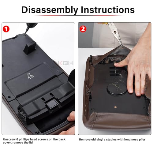 KBH Car Center Console Armrest Cover Replacement for Toyota Avalon 2013-2018, Vinyl Leather Arm Rest Skin Upholstery, Anti-Scratch, Black (Without Lid) - Image 5
