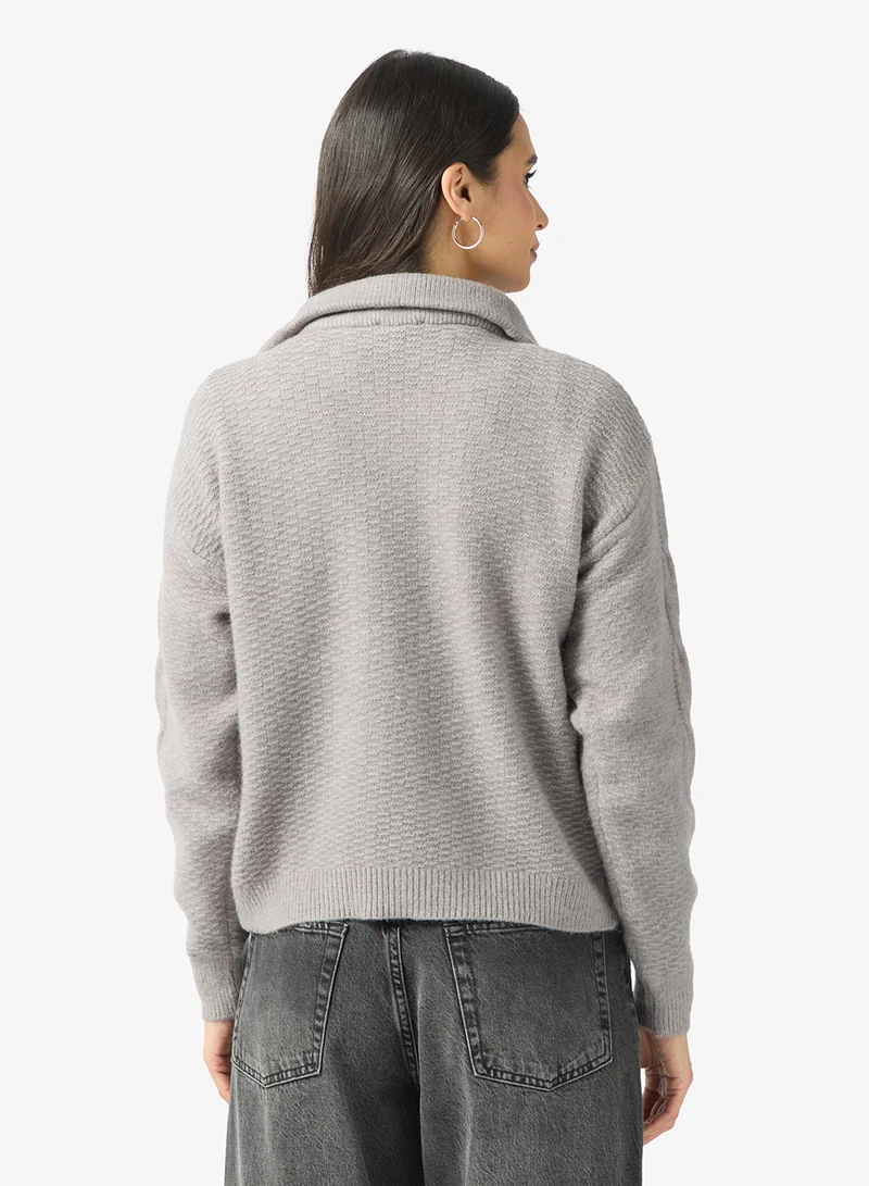 ELLA Cable Knit Polo Sweater