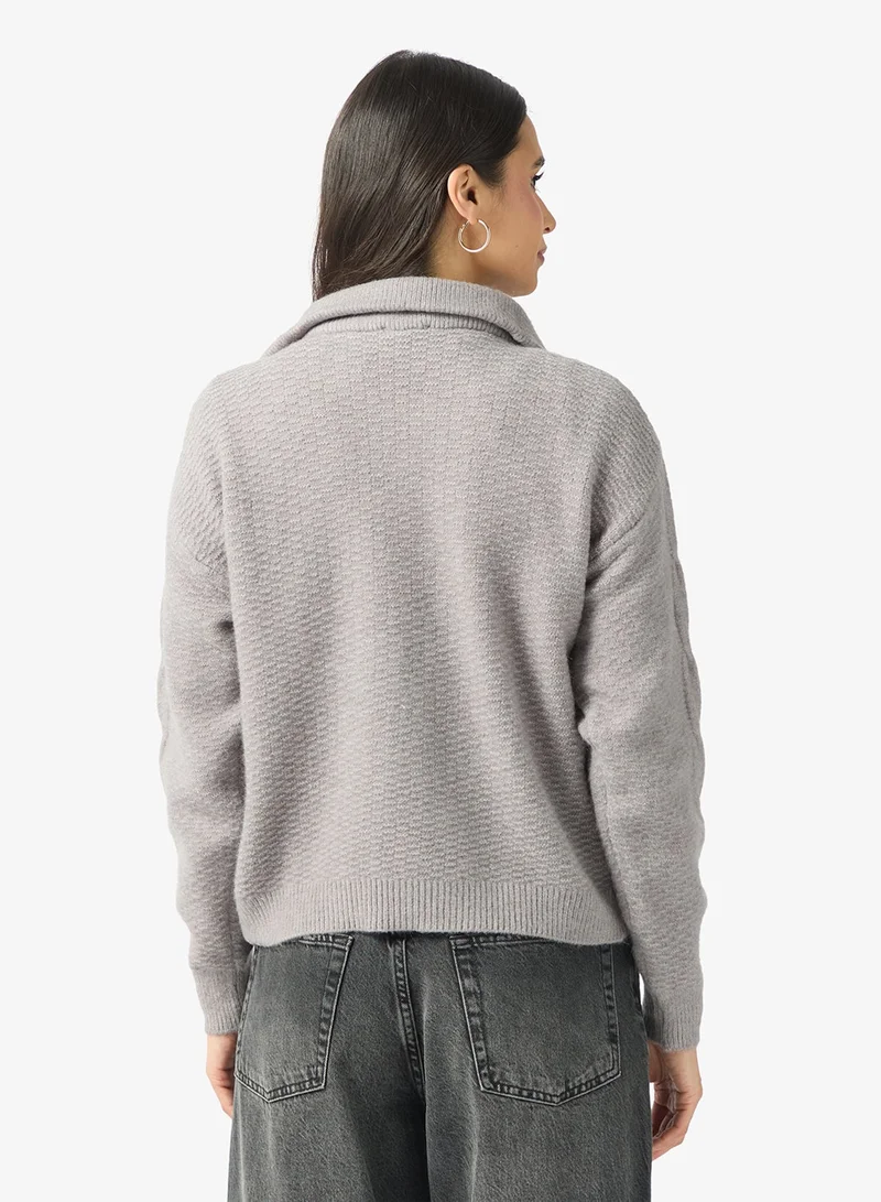 ELLA Cable Knit Polo Sweater