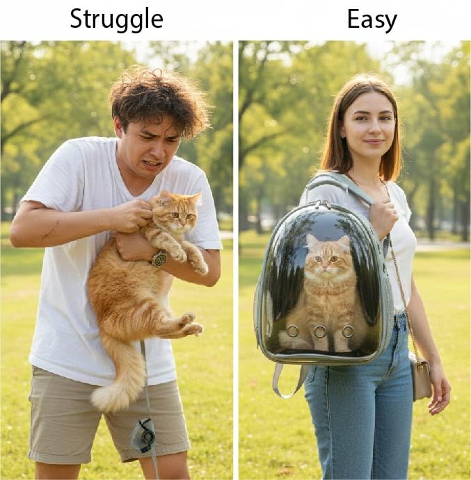 GTC Ultimate Ventilated Expendable Cat Backpack Carrier Secure and Portable Pet Travel Bag with Breathable Design for Outdoor Adventures AT-59 (Multi Color) - Image 3