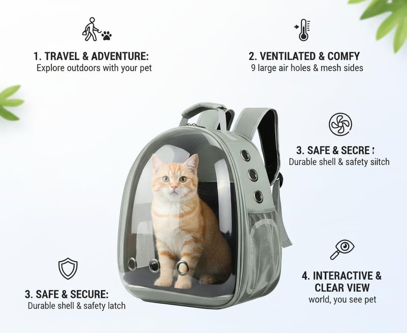 GTC Ultimate Ventilated Expendable Cat Backpack Carrier Secure and Portable Pet Travel Bag with Breathable Design for Outdoor Adventures AT-59 (Multi Color) - Image 4