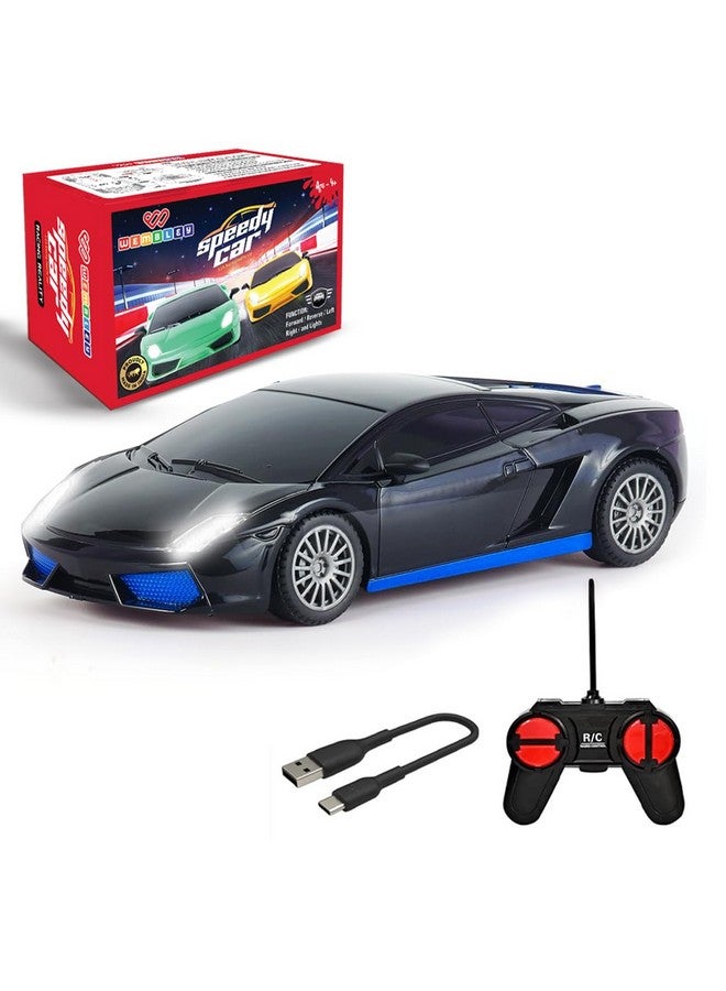 Wembley Remote Control Car for Kids Rechargeable Mini RC Car High Speed Racing Car Toys for Kids 5 Years 12 Boys - Black & Blue - Image 2