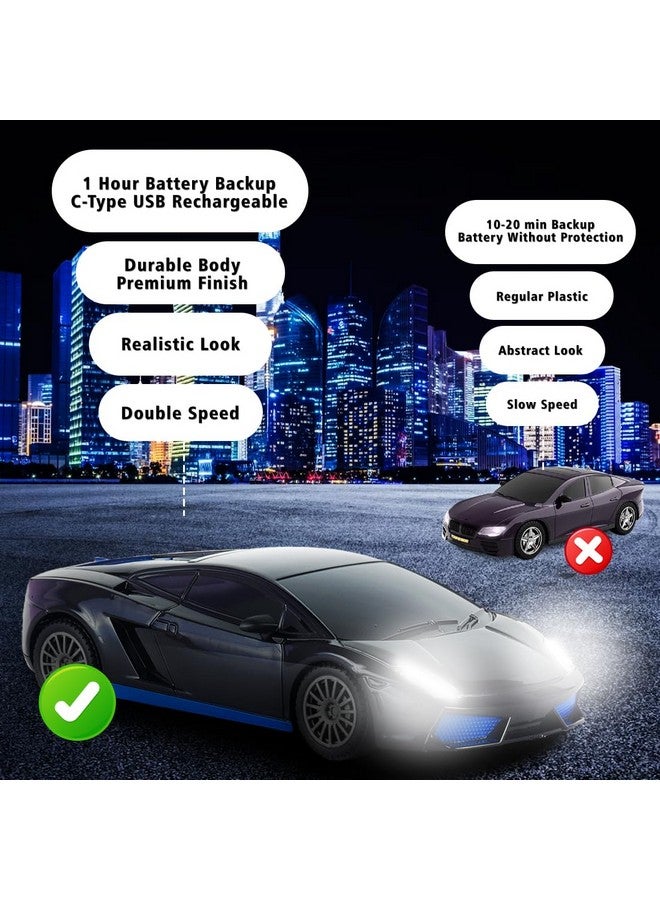 Wembley Remote Control Car for Kids Rechargeable Mini RC Car High Speed Racing Car Toys for Kids 5 Years 12 Boys - Black & Blue - Image 5