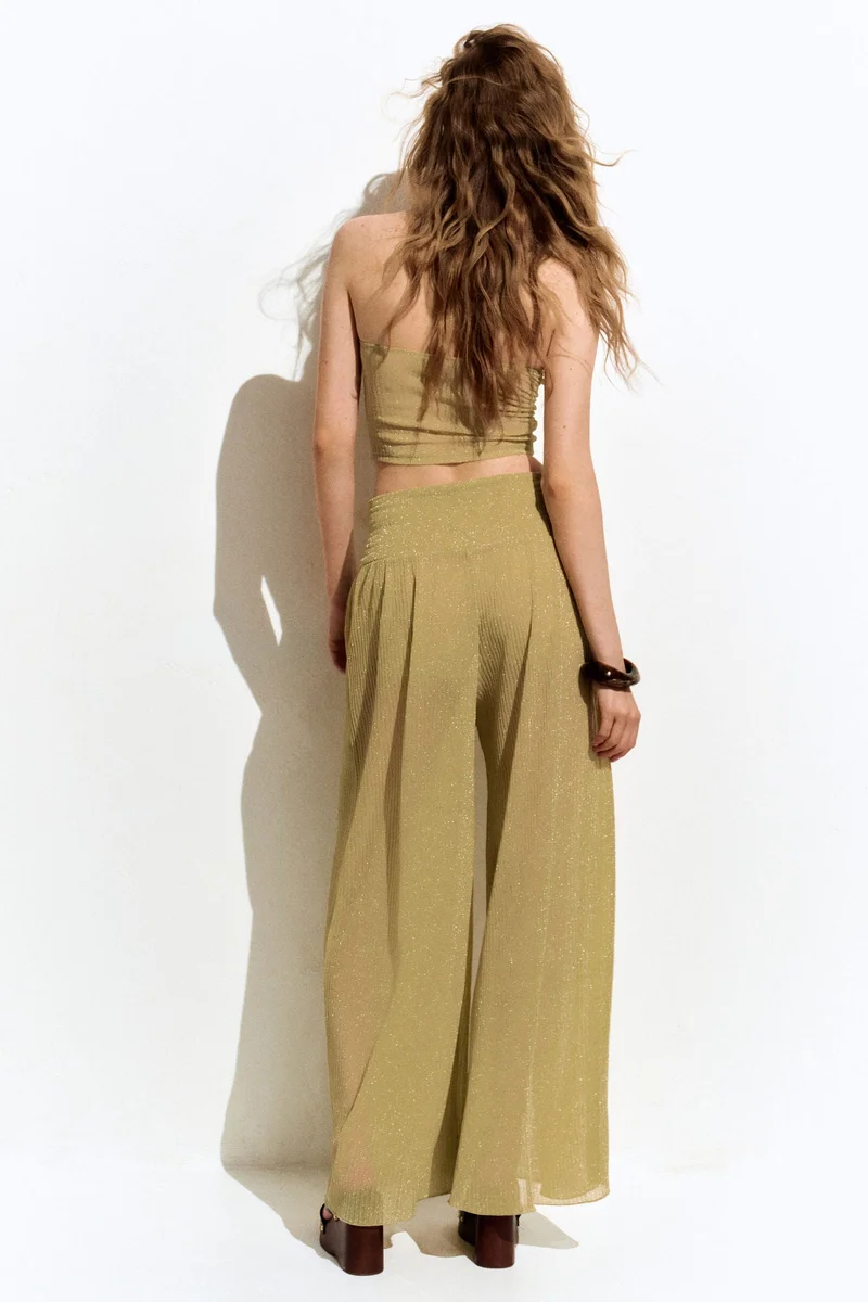 اتش اند ام بنطلون بخصر مجمع مزين بلمعة