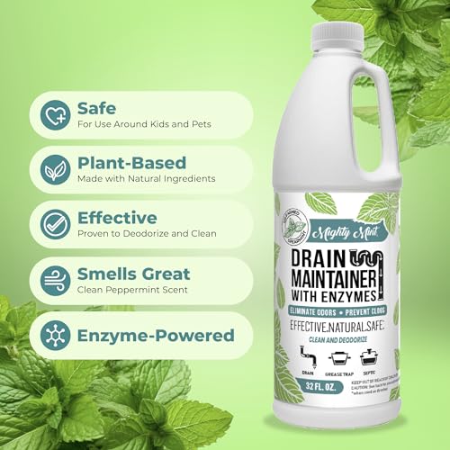 Mighty Mint Drain Maintainer with Enzymes – Drain Cleaner Controls Bad Smells and Prevents Buildup for Drains, Grease Traps, Septic, 32oz - Image 5
