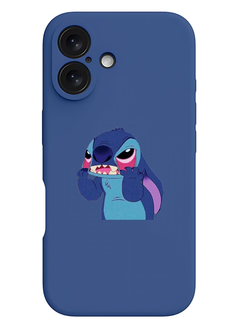 Theodor iPhone 16 Blue Protective Slim Fit Case Liquid Silicone Cover with Full Body Protection Anti-Scratch Shockproof Case For iPhone - Stitch - Image 1